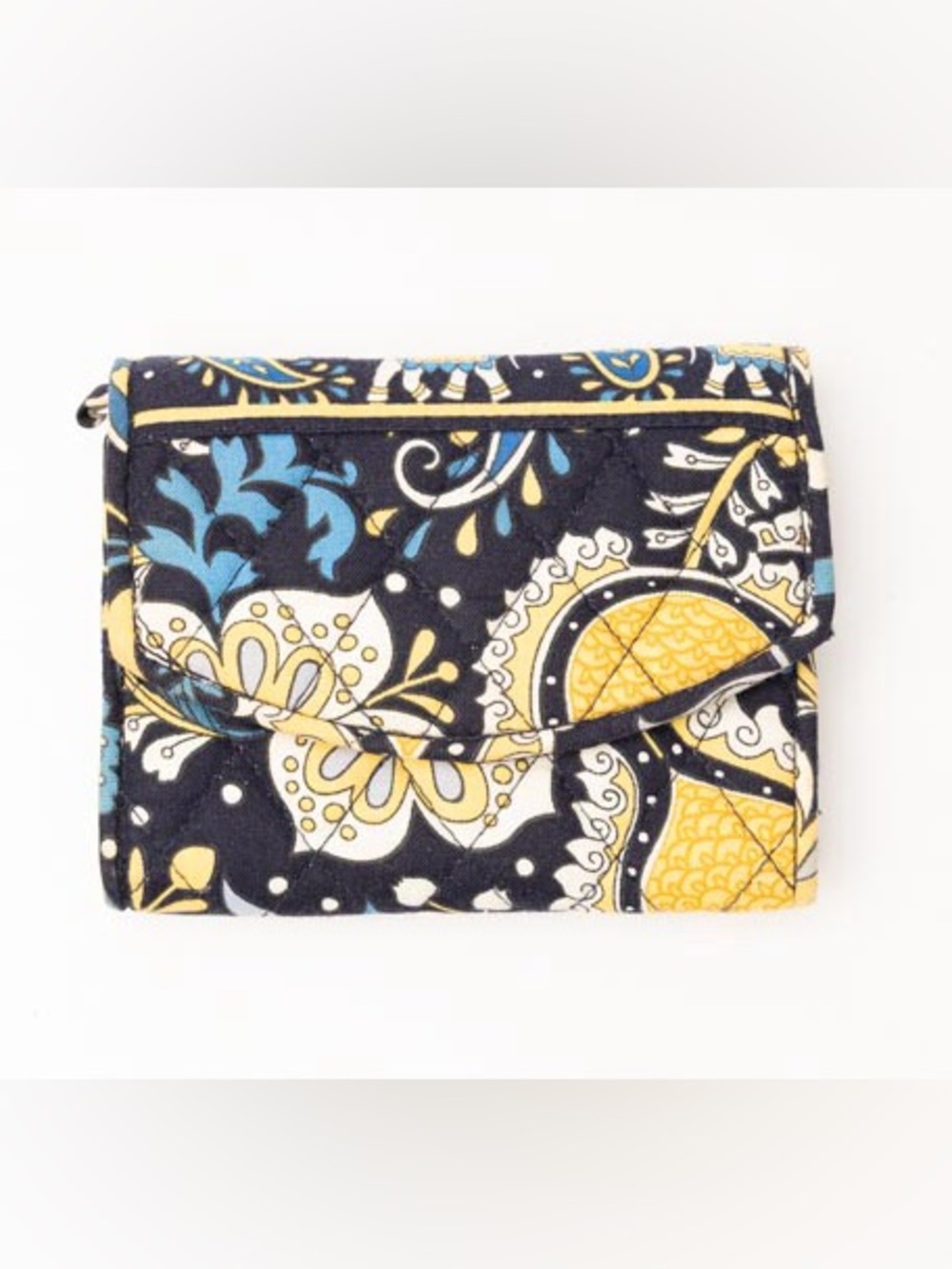 Vera Bradley Quilted Floral Smart Wristlet Wallet - Navy, Yellow, White, Blue-